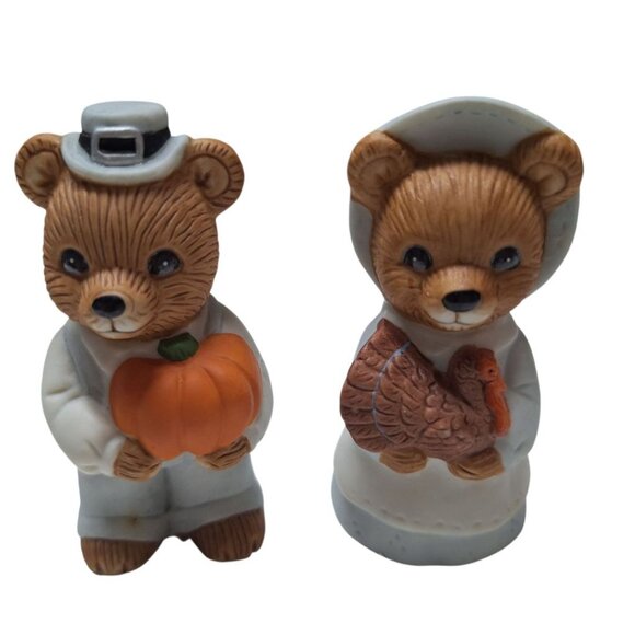 Homco 5312 Bear Indian Pilgrim Thanksgiving Figurines Knick Knack Fall Native - Picture 4 of 8